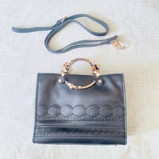 Samantha Vega Sailor Moon Princess Serenity Black Leather Gold Handle Bag picture
