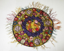 Vintage Hungarian Matyo Embroidered Silk Doily 23