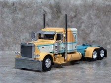 DCP 1/64 Peach Teal Peterbilt 389 Flattop Semi Truck Farm Toy picture