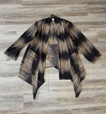 Chico’s Travelers Open Front Wheat Mesh Cardigan Abstract Print Size 3 (16-18) picture