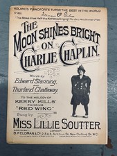 1916 Charlie Chaplin THE MOON SHINES BRIGHT Original WWI Sheet Music Feldman picture