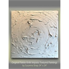 White minimalist abstract textured ORIGINAL painting impasto Palette knife Art picture
