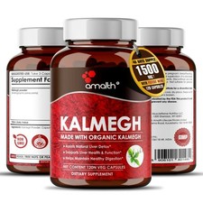 Organic Kalmegh Powder Andrographis Paniculata Liver 1500mg Capsules - 120 Count picture