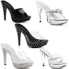 Pleaser Fabulicious Rhinestone Chain Ornament Mule Heels Adult Women Cocktail501 picture