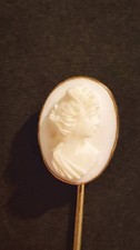 Antique Victorian Gold Filled Carved Shell Cameo Stick Pin picture
