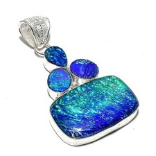 AustralTriplets Opal Gemstone Handmade 925 Sterling Silver Jewelry Pendant 2.10