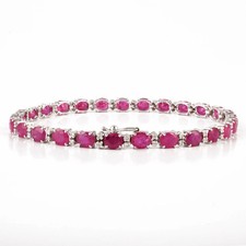 16.00 Ct Natural Ruby Diamond Ladies Tennis Bracelet 14K Solid White Gold 7