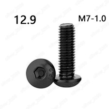 M7 Hex Socket Bolts Button Head Screws Black 12.9 Steel Length 12 - 60mm picture