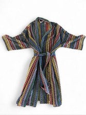 VINTAGE Norm Thompson Men's Striped Terry 100% Cotton Robe Belted One Size picture