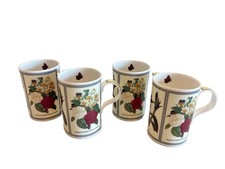 Botanica Wren Fine Bone China Set of 4 Mugs Butterfly Floral Flowers England  picture