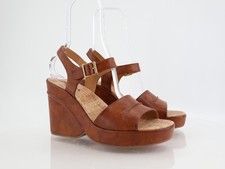 Korks Kork Ease Women Bardot Sandal Sz 11 Block Heel Platform Retro Brown Vegan picture