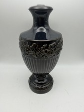 Vintage Wedgwood Black Glazed Ceramic Urn Lamp Base Grapevine Relief England picture