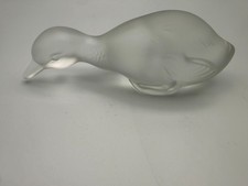 Vintage Baccarat France Frosted Crystal Duck Paperweight Figurine - Signed Nick picture