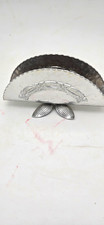 Vintage Hammered  Aluminum Floral Decorative Napkin Holder Stand  picture