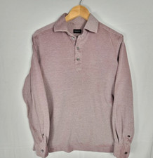 Ermenegildo Zegna 100% Cotton Long Sleeve Polo Shirt Men’s Modern Medium Mauve picture