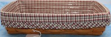 Longaberger 1996 Long Rectangle Basket, Plaid Liner, and Protector picture