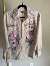 Vintage Women’s Authentic Western Youngbloods Pearl  Snap Art Western Shirt M picture