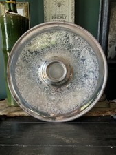 Vintage WM Rogers Silver Plated Round Serving Tray Scroll Chip Dip Platter 4266 picture