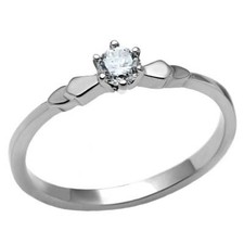 Posie: 0.20ct Ice on Fire CZ Solitaire Petite Steel Engagement Ring picture