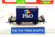 LGB 4103 P&O FLATCAR W CONTAINER. G GAUGE. NEW IN BOX W SLEEVE. picture