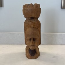Wooden Carving Of Japanese Man 9.5” picture