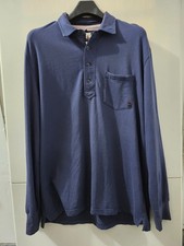 Relwen Shirt Mens 2X Blue Long Sleeve Vintage Pique Polo Pocket Cotton Solid picture