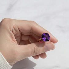Vintage Purple Sapphire Ring 925 Sterling Silver Gift For Her Engagement Ring. picture