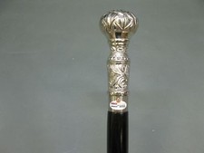Antique Walking Cane Wooden Walking Stick Silver Brass head Handle Knob Style  picture