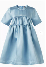 caroline bosmans girls ice blue polished shiny fit and flare tiered dress sz 16 picture