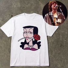 Vintage Kurt Cobain Worn T-Shirt, Cartoon Woman Rose Unisex Tee, 90s Rock Music picture