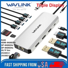 WAVLINK USB C Hub Triple Monitor Laptop Docking Station 4K HDMI Dual DP 100W PD picture