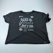 NEW San Antonio Spurs Shirt Womens Large Gray Oversized Crop Boxy NBA Finals picture