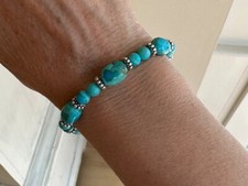 Kingman Arizona USA Blue Green Turquoise Silver Bead Pattern Bracelet with Clasp picture