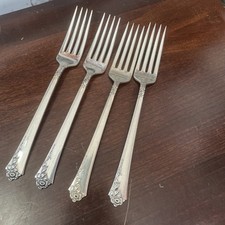Oneida Sterling Silver Damask Rose Set 4 Dinner Forks 7 1/8” picture