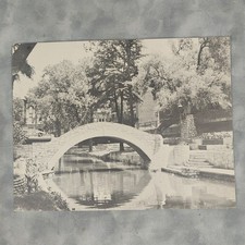 San Antonio River Walk WPA Stone Bridge Jumbo Postcard 6x9 c1940s Unused Texas picture
