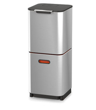 Joseph Joseph Totem Compact 40L Stainless Steel Waste Recycling Trash Bin picture