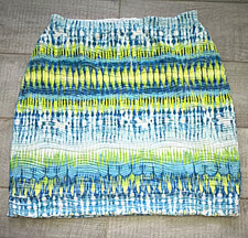 Cato Women's Blue Green White Striped Knit Pencil Knee Skirt Pull On 16W picture