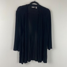 Chicos Travelers Open Front Cardigan Jacket Size 2 US Large Black Slinky Knit picture