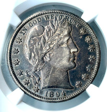 1894 O Barber Half Dollar Toned  NGC AU DETAILS OBV. GRAFFITI Silver 50c US Coin picture