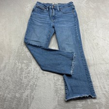 Madewell Straight Leg Jeans Women's 28 Blue Raw Hem HR Indie Boho Casual Denim picture