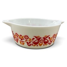 Vintage Pyrex Friendship 2.5 QT Casserole Dish 475-B Red Orange Birds No Lid picture