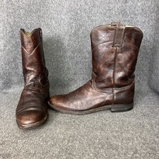 VTG Justin Jackson Roper Marbled Boots Men 10 D Brown Deerlite Leather USA ISSUE picture
