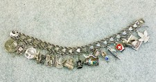 Rare Vintage Silver Travel Charm Bracelet 59.8g Charms 800 835 925 Sterling MCM picture