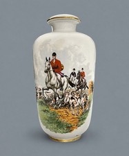 H&C Heinrich Selb Bavaria Germany Porcelain Lamp Base Fox Hunt Horses Hounds picture