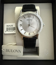 Bulova 96A28 Corporate Collection 38mm Men's Wristwatch Black Leather Strap New picture