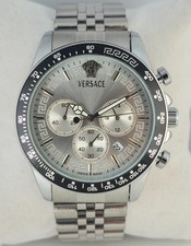 Luxury Versace Silver Chrono Dial SS Bracelet With Date Quartz Men's Watch picture