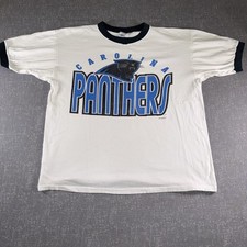 Vintage Carolina Panthers Shirt Mens XL White NFL Football All Out Fan 90s picture