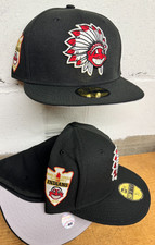 Cleveland Indians Wahoo Feather Headdress New Era Black Fitted 59Fifty Authentic picture