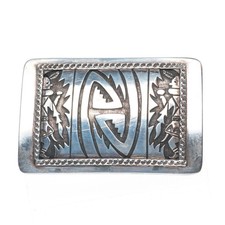 Vintage Wylie Navajo overlay belt buckle sterling silver picture