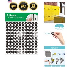700 PCS Round Black Vinyl Number Labels 1-100 Self-Adhesive Dot Number Sticke... picture